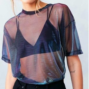 Urban Outfitter’s Metallic Shimmer Mesh Tee